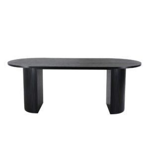 Bianca Oval Dining Table - White Wash - Black, 200X90
