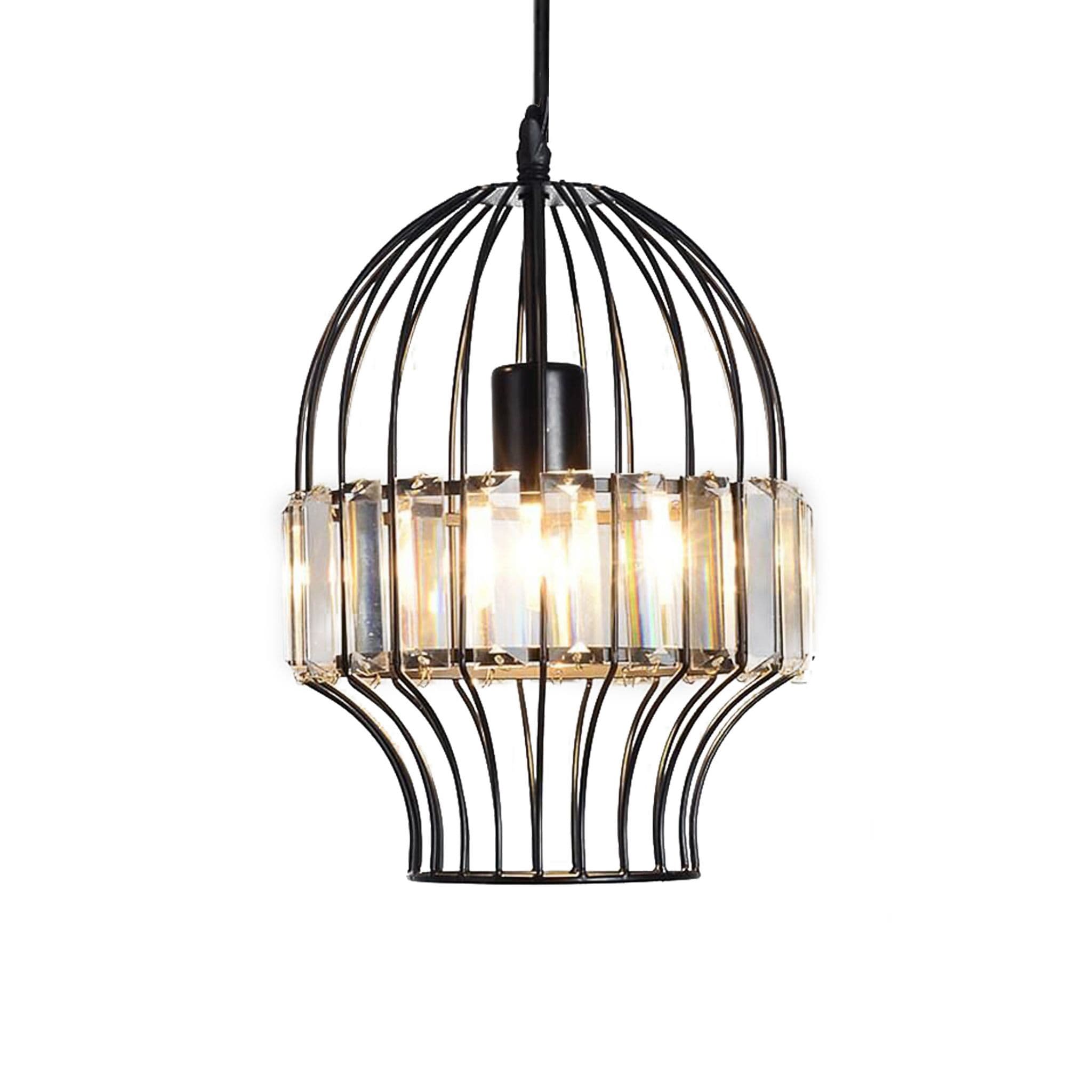 Black Metal & Crystal Pendant Ceiling Lights, Type A