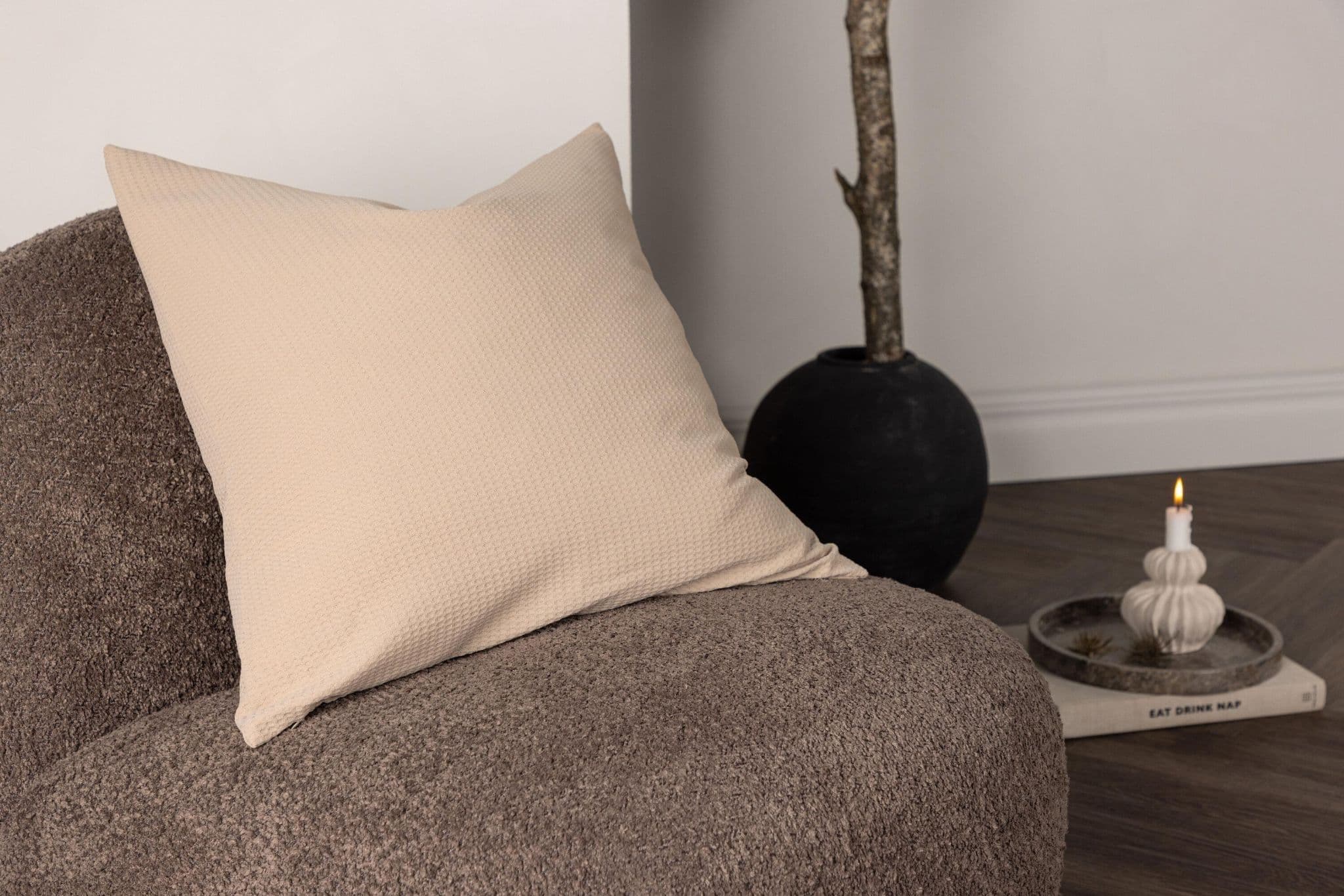 Celine Cushion Cover Poly Waffle, Black, 50X50 - Image 24