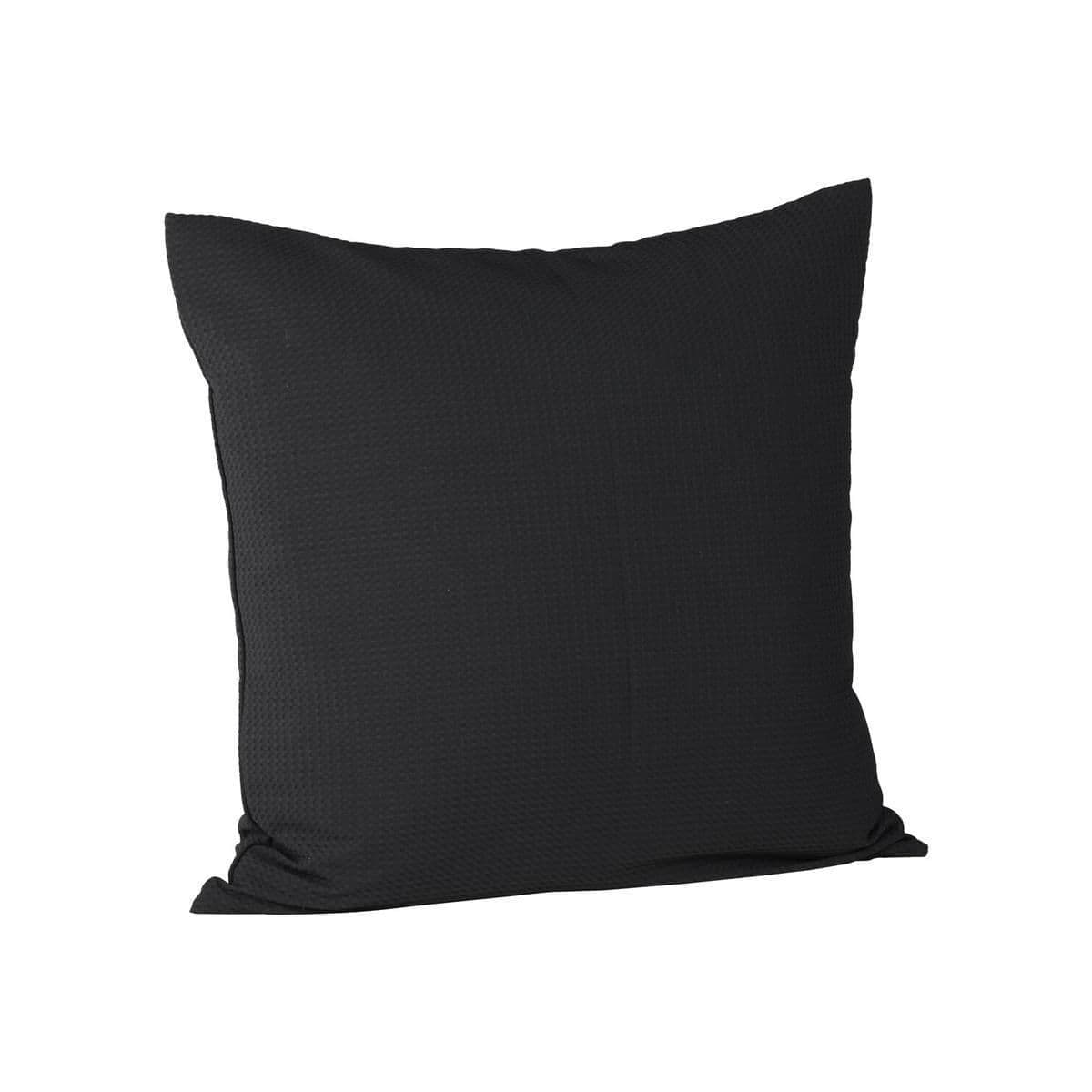 Celine Cushion Cover Poly Waffle, Black, 50X50