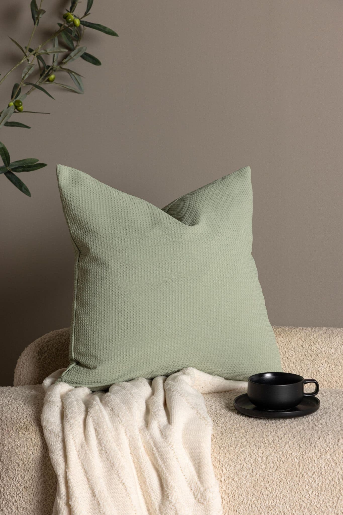 Celine Cushion Cover Poly Waffle, Black, 50X50 - Image 39