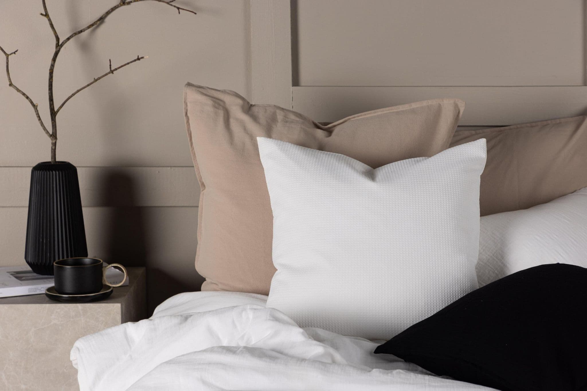 Celine Cushion Cover Poly Waffle, Black, 50X50 - Image 16