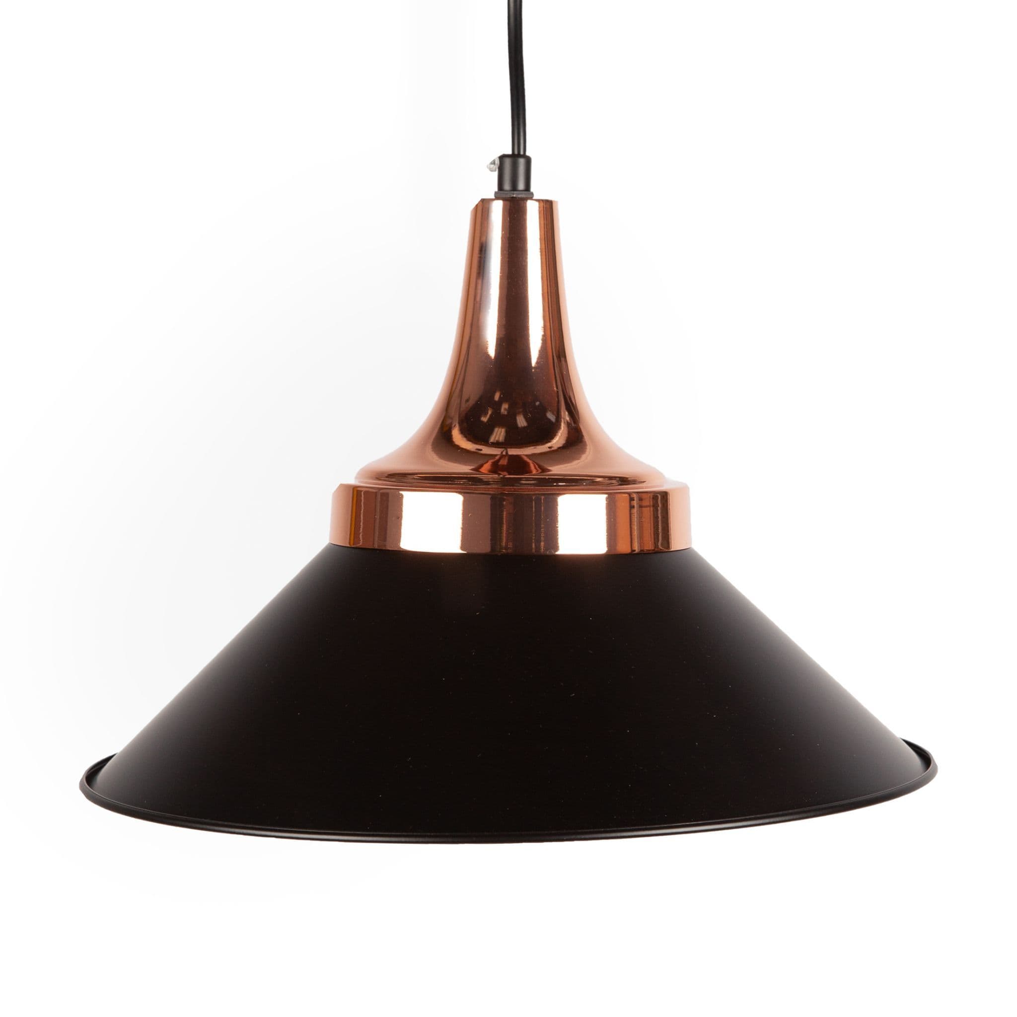 Designer-Inspired Matt Black & Copper Pendant Lights, Type A, White