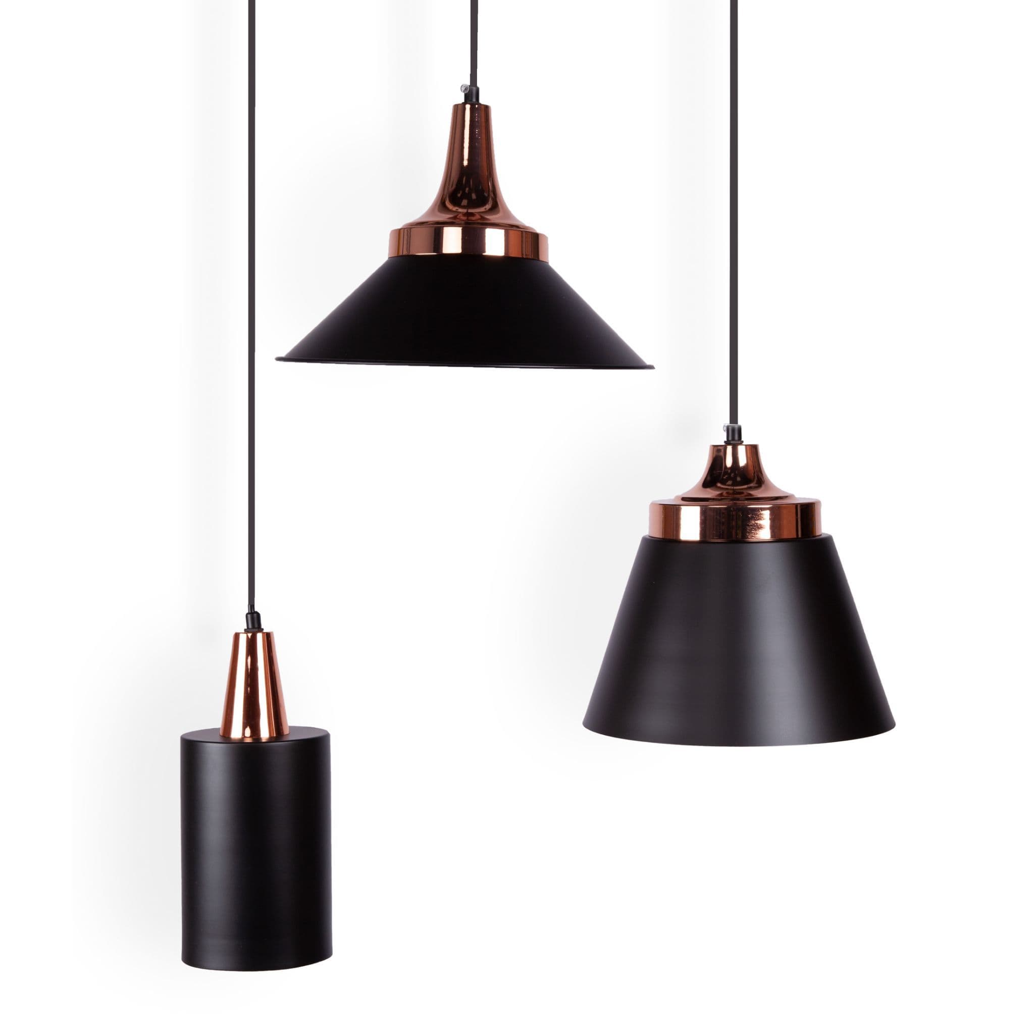 Designer-Inspired Matt Black & Copper Pendant Lights, Type A, White - Image 12