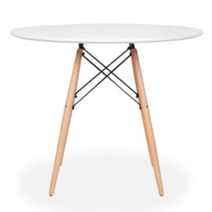 Eiffel Round Dining Table, 4-Seater, 80 Cm, White