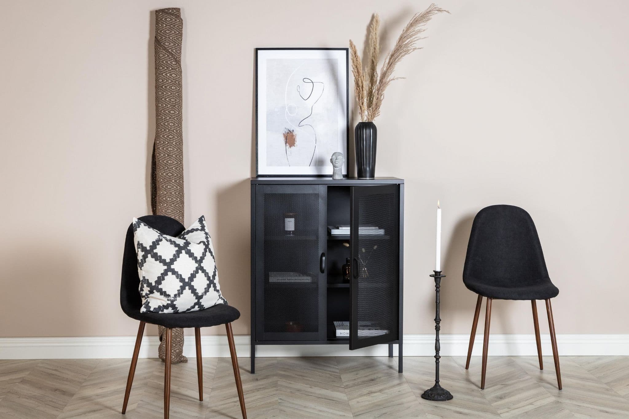 Misha Low Cabinet With Mesh Doors, White - Image 22