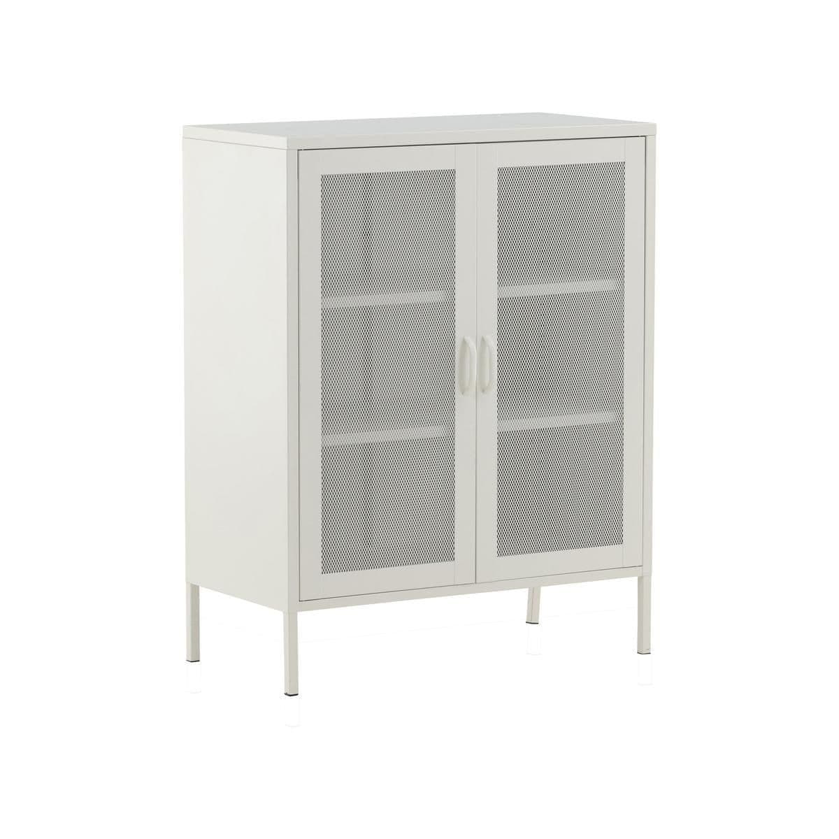 Misha Low Cabinet With Mesh Doors, White