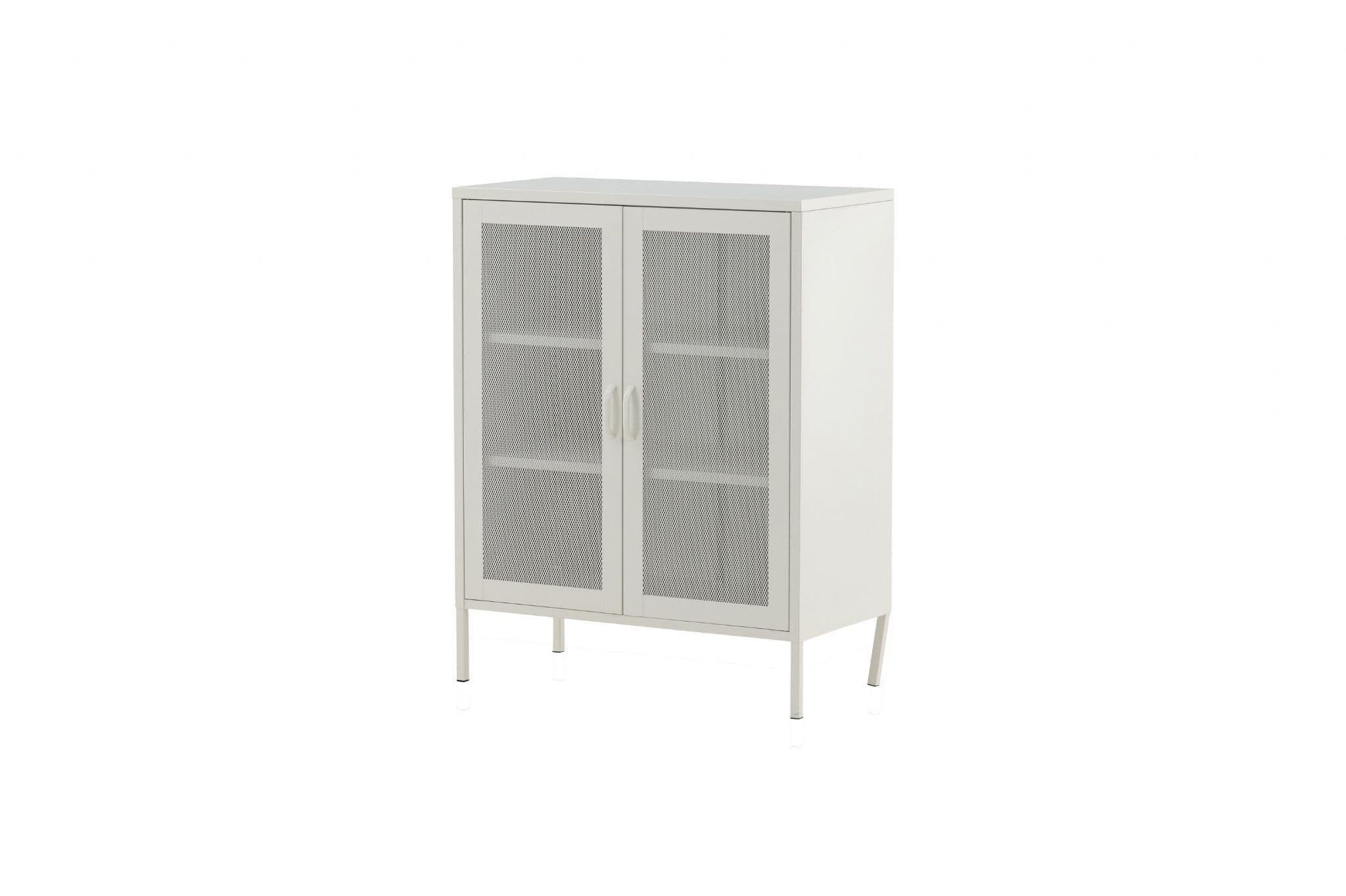 Misha Low Cabinet With Mesh Doors, White - Image 9