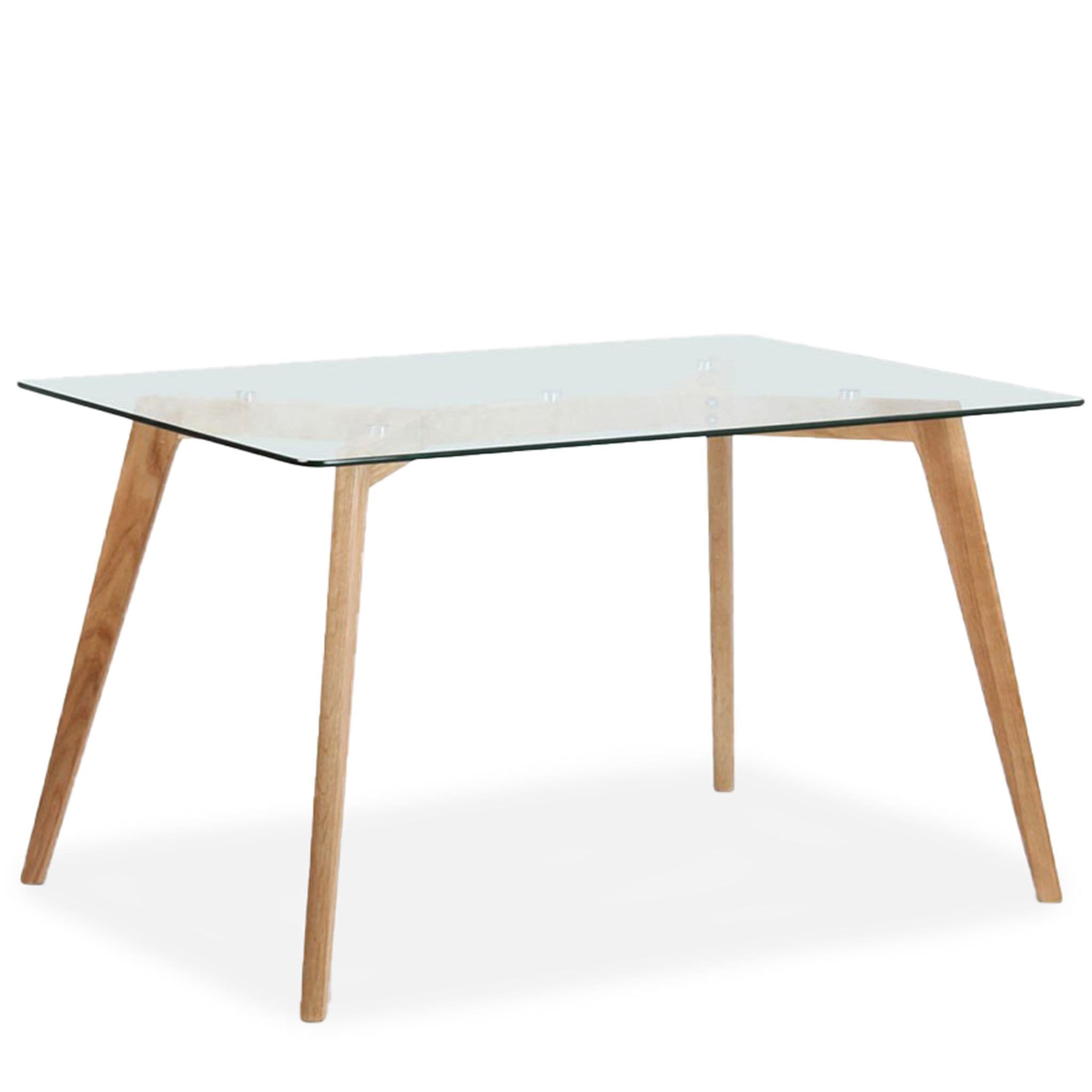Mmilo Bergen Rectangular Dining Table, Glass & Oak, 180 Cm