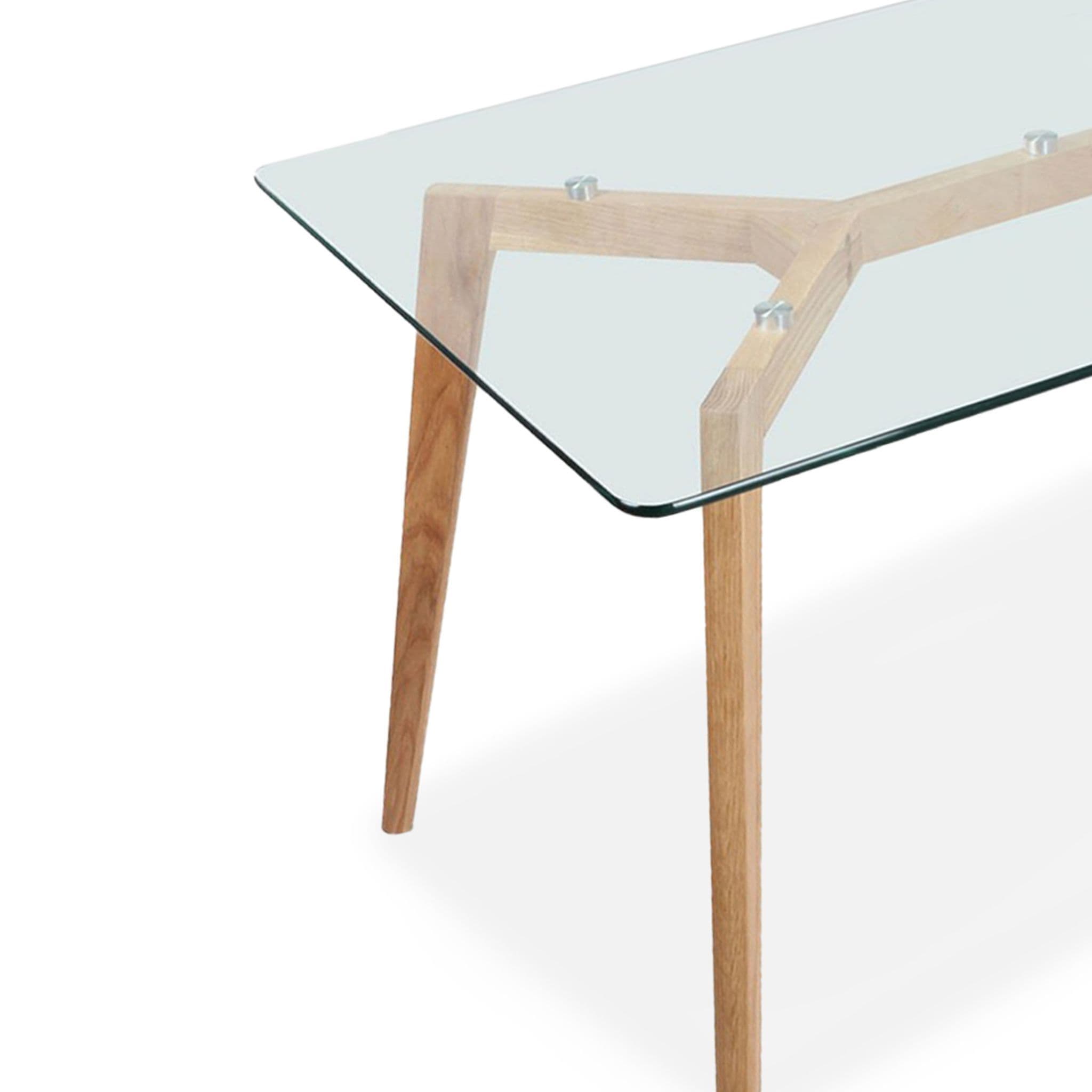 Mmilo Bergen Rectangular Dining Table, Glass & Oak, 180 Cm - Image 5