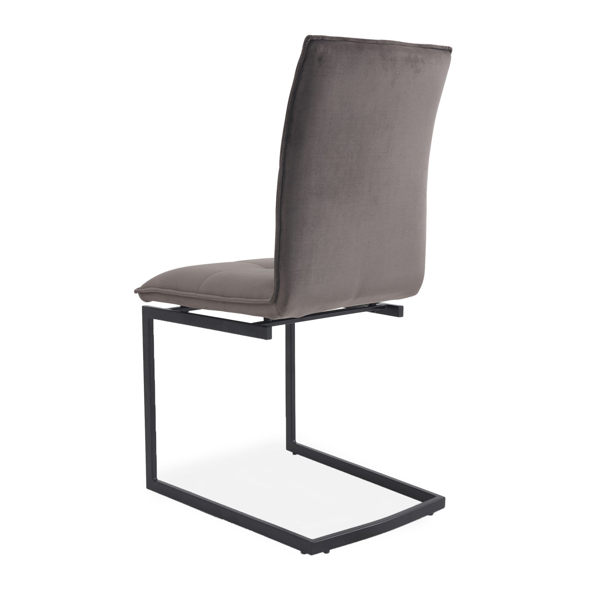 X2 Cantilever Upholstered Dining Chairs, Deep Grey, Metal Legs - Image 3