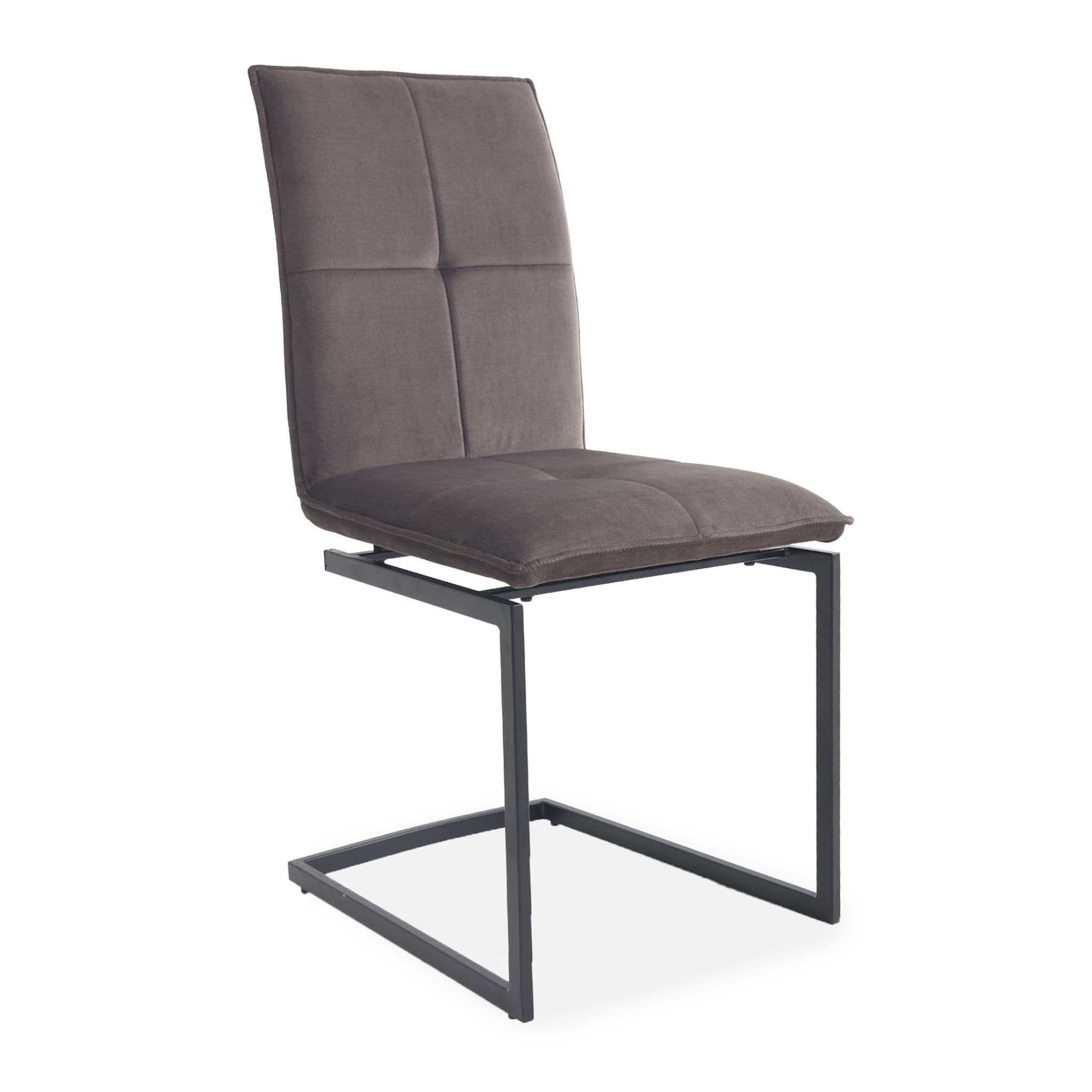 X2 Cantilever Upholstered Dining Chairs, Deep Grey, Metal Legs