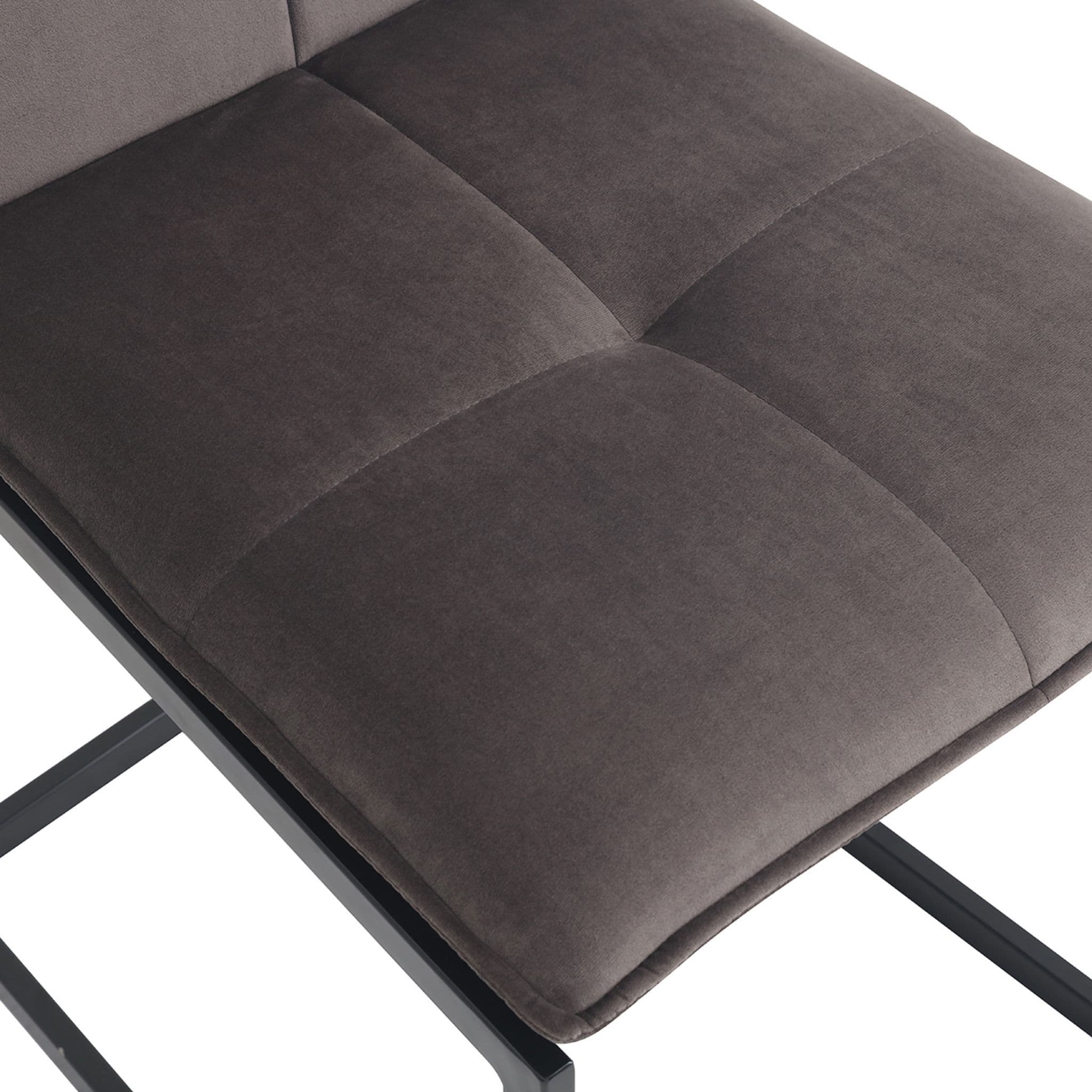 X2 Cantilever Upholstered Dining Chairs, Deep Grey, Metal Legs - Image 5
