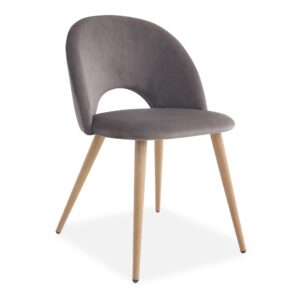 X2 Orbit Velvet-Upholstered Dining Chairs - Deep Grey, X2