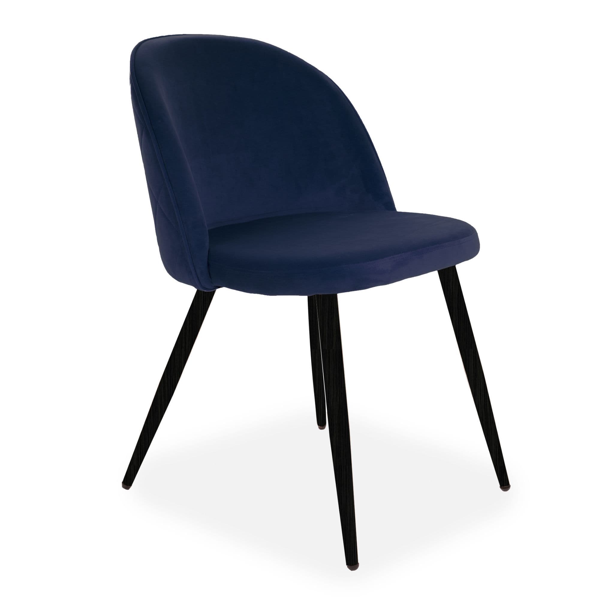 X2 Rosemary Dining Chairs, Velvet-Upholstered, Blue Seat & Beech-Style Legs - Image 7