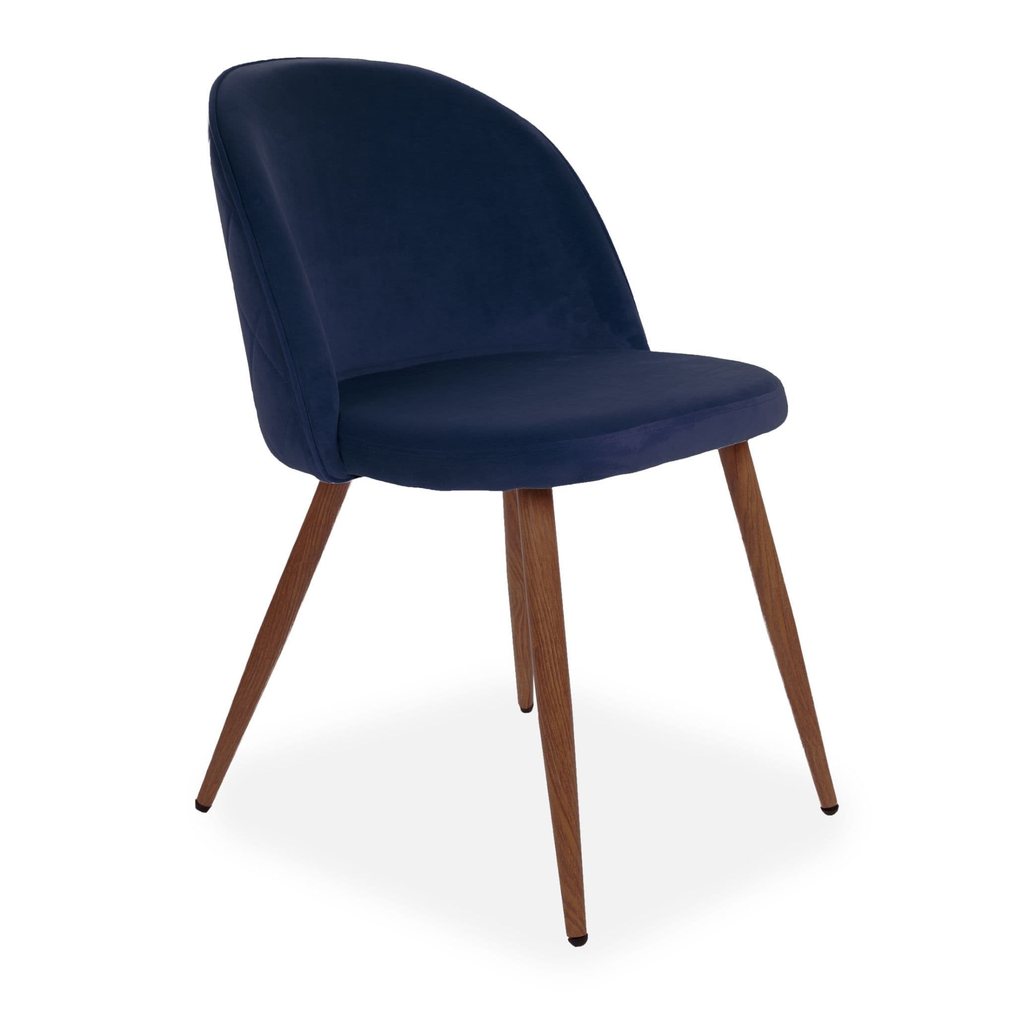 X2 Rosemary Dining Chairs, Velvet-Upholstered, Blue Seat & Beech-Style Legs - Image 8