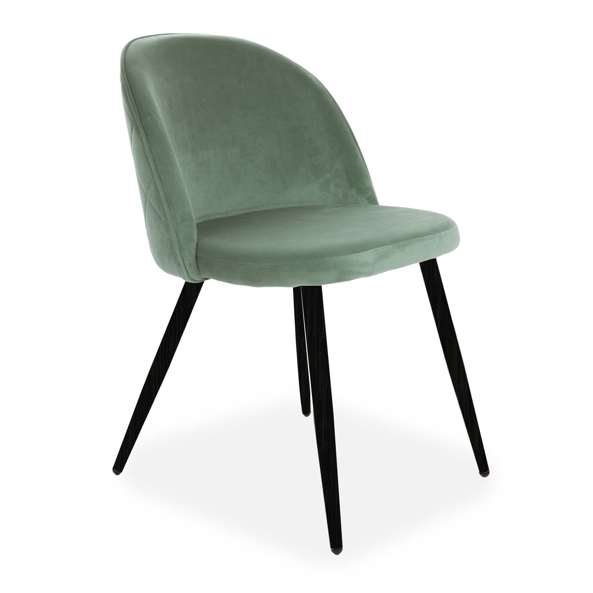 X2 Rosemary Dining Chairs, Velvet-Upholstered, Blue Seat & Beech-Style Legs - Image 12