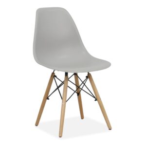 X4 Eiffel Style Black Plastic Dining Chair - Light Grey, X4