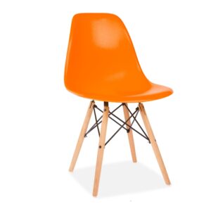 X4 Eiffel Style Black Plastic Dining Chair - Orange, X4