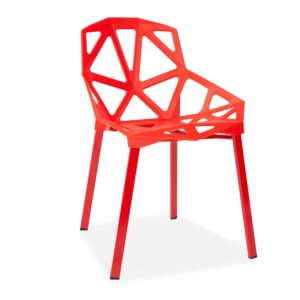 X4 Chairs One Geometric Dining Chairs - Red, X4