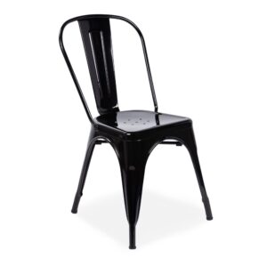 X4 Tolix Metal Stackable Dining Chairs, Bright Black