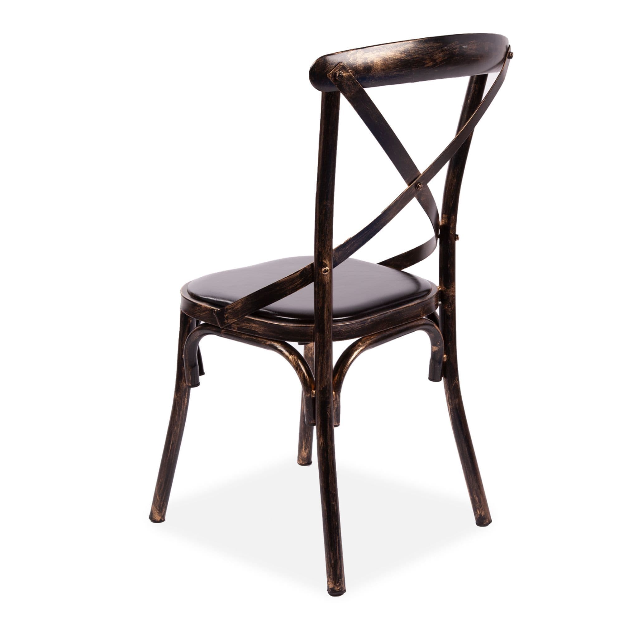 X4 Tolix Metal Cross-Back Stackable Dining Chairs, Black & Gold - Image 2