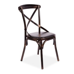 X4 Tolix Metal Cross-Back Stackable Dining Chairs, Black & Gold