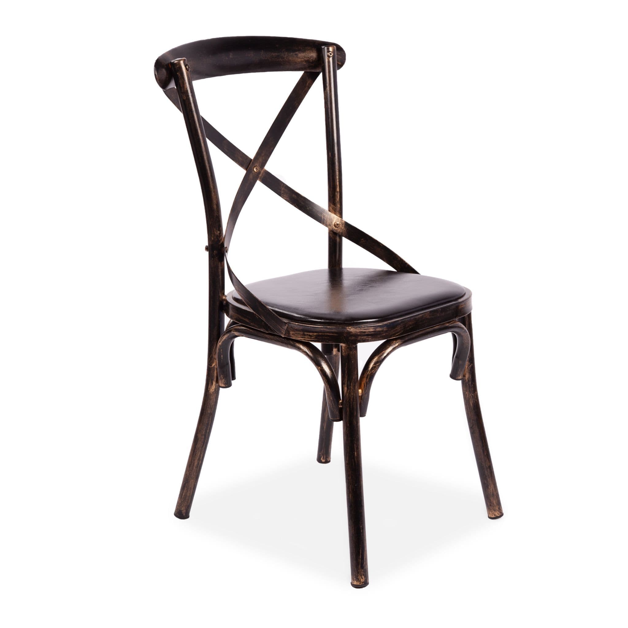 X4 Tolix Metal Cross-Back Stackable Dining Chairs, Black & Gold