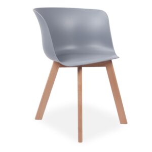 4X Simple Dining Tub Plastic Armchairs, Deep Grey