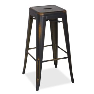 4X Tolix Metal Stackable Barstools - Black, X4