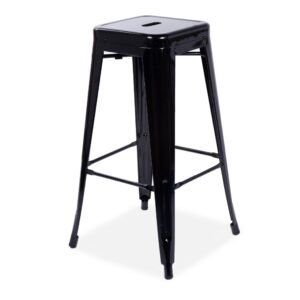 4X Tolix Metal Stackable Barstools, Bright Black
