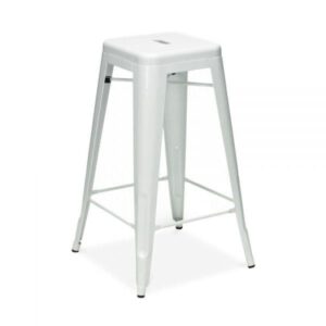 4X Tolix Metal Stackable Barstools - White, X4
