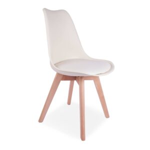 X4 Tulip Pyramid Dining Chairs With Beech Legs - Cream, X4