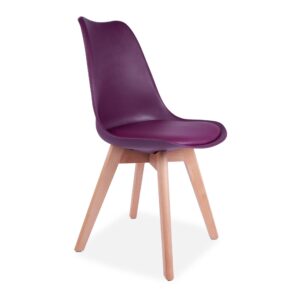 X4 Tulip Pyramid Dining Chairs With Beech Legs - Purple, X4