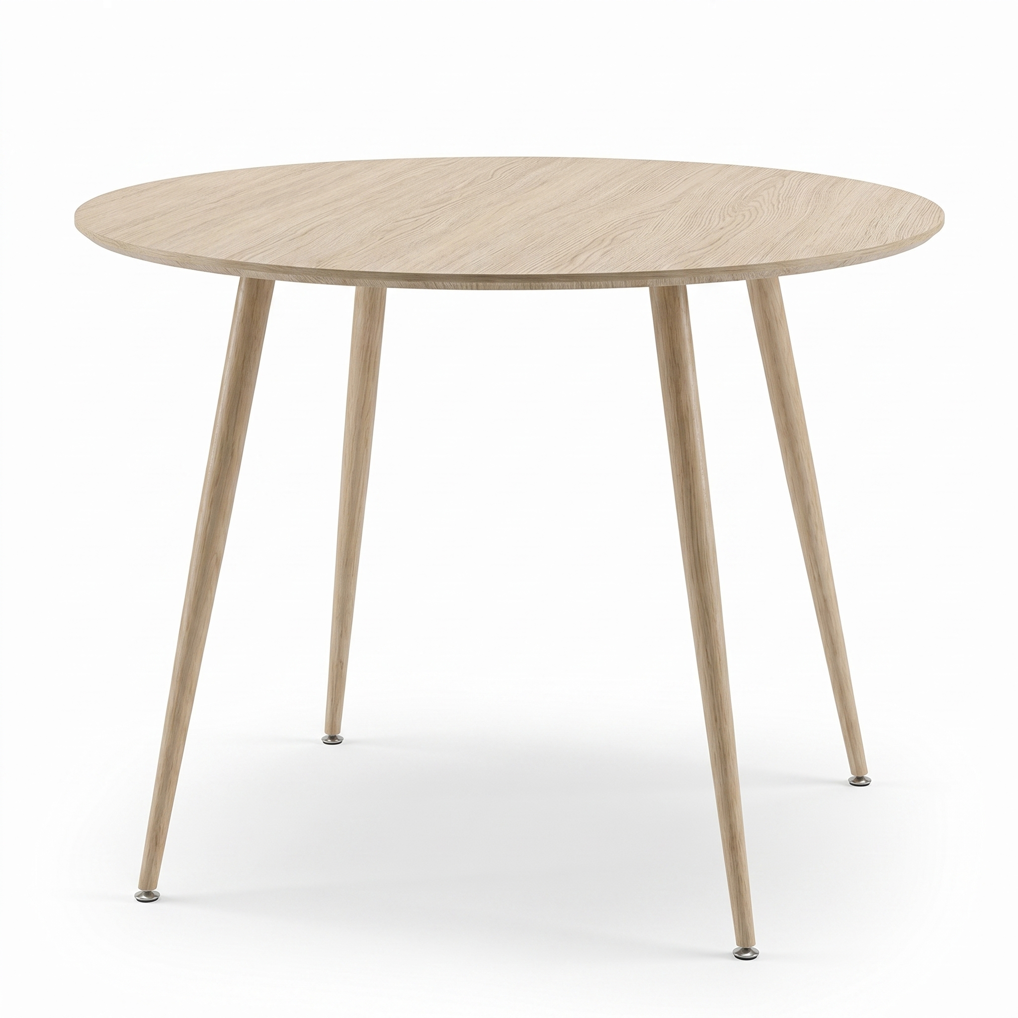 Pallero 100cm Round Dining Table Whitewash MDF Table for Modern Dining Room Kitchen or Breakfast Nook