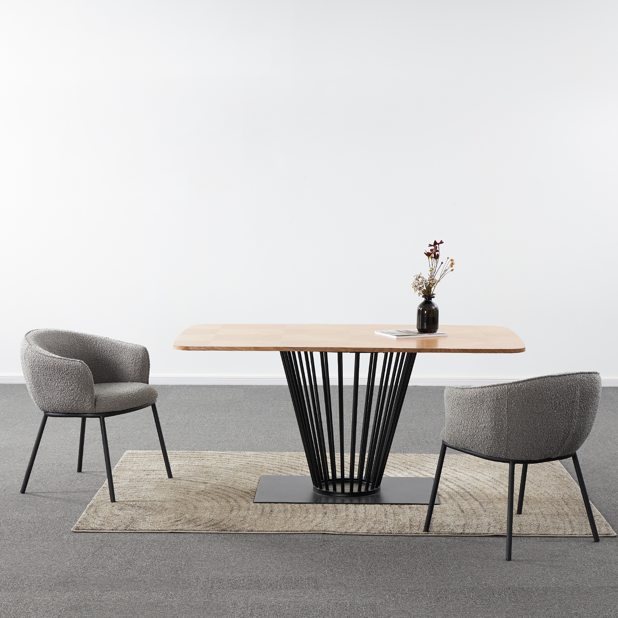 Mmilo Paris Oak Veneer Dining Table,160Cm