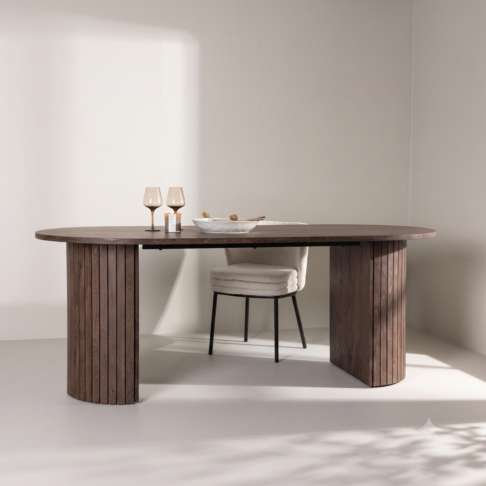 Haron Oval Dining Table, 90X200 Cm, Mocca