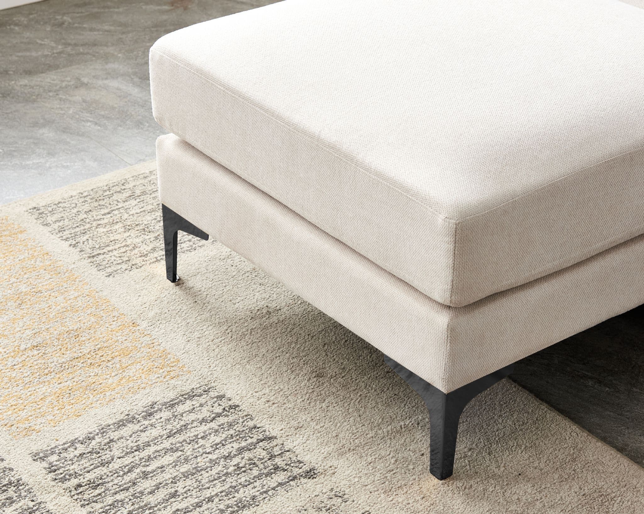 Anek 3 Seater Beige/Grey/Deep Grey Fabric Sofa With Ottoman - Image 6