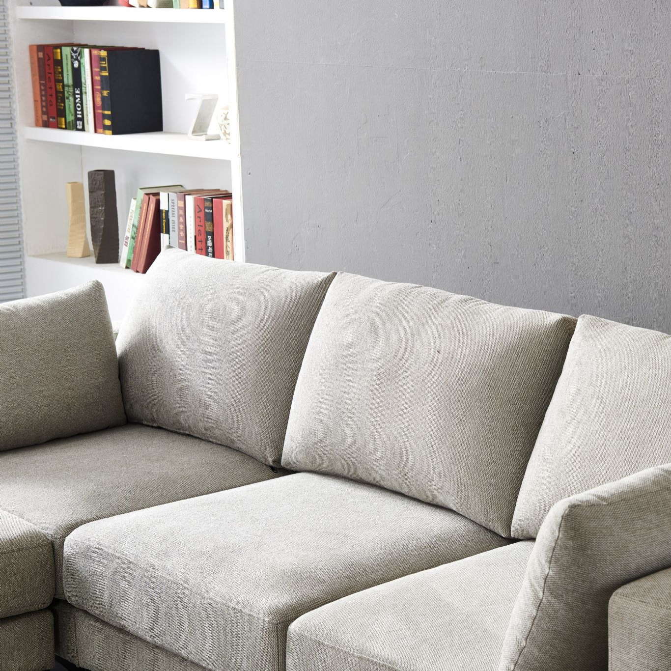 Anek 3 Seater Beige/Grey/Deep Grey Fabric Sofa - Image 15