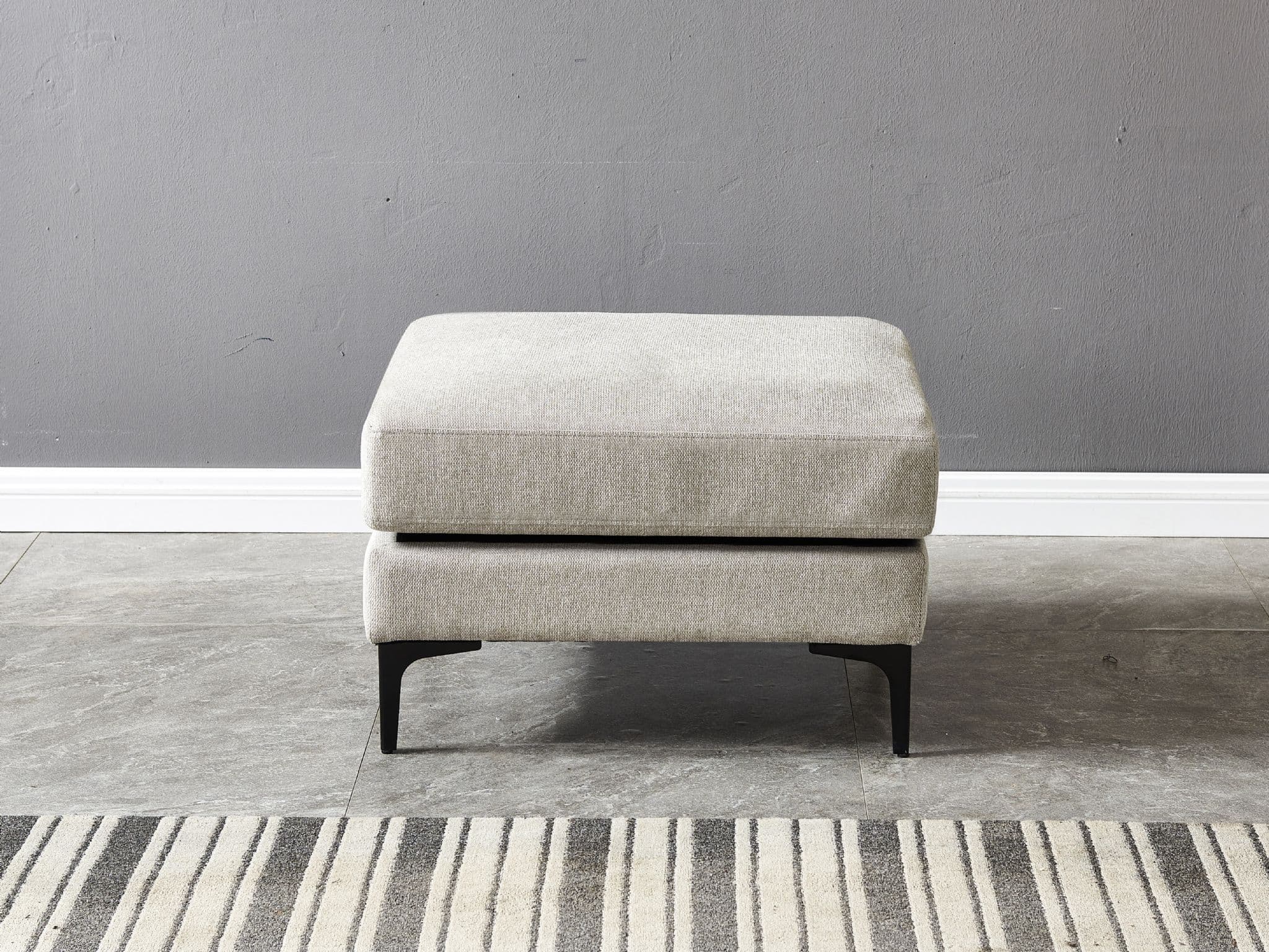 Anek 3 Seater Beige/Grey/Deep Grey Fabric Sofa With Ottoman - Image 16