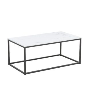 Art Deco Walnut Mdf Marble Coffee Table - White