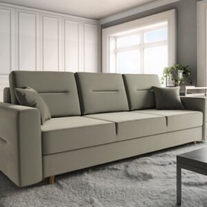 Bergen 3 Seater Grey Fabric Sofa Bed - Light Grey