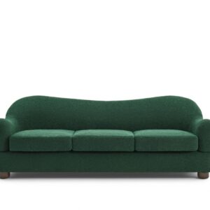 Biscuit Wave Back 3 Seater Sofa - Deep Green, 3