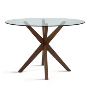 Broklyn Glass Top & Wooden Base Round Dining Table