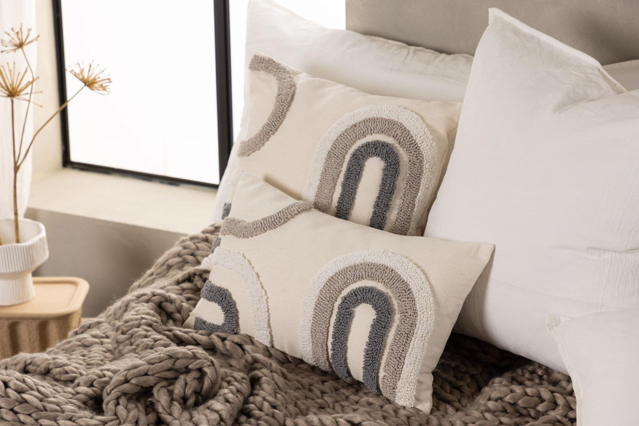 Cornelia Cushion Cover Polycotton, White, 45X45 - Image 11