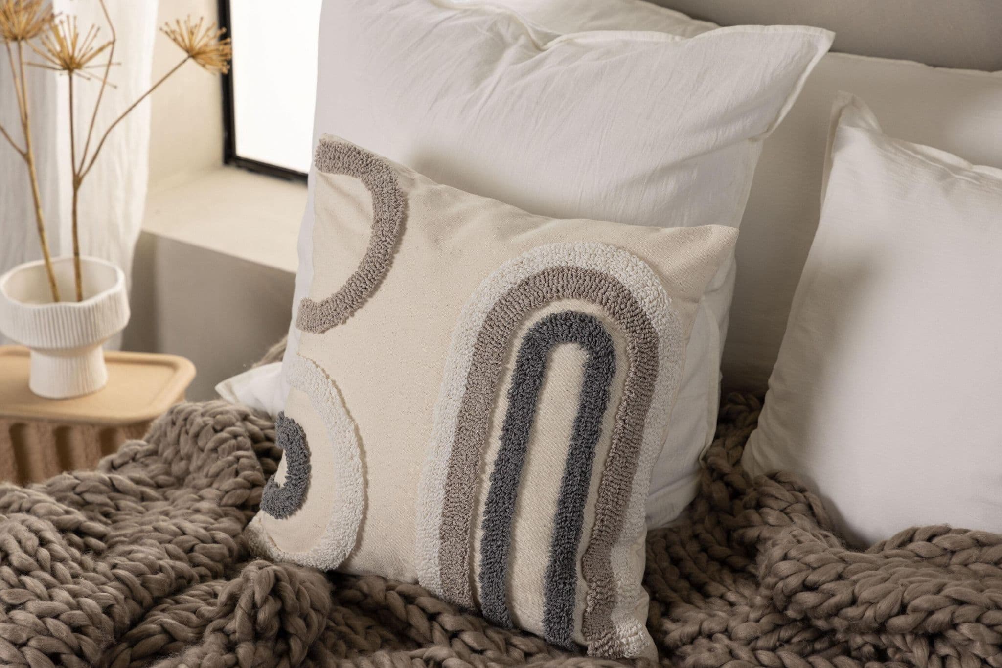 Cornelia Cushion Cover Polycotton, White, 45X45 - Image 6