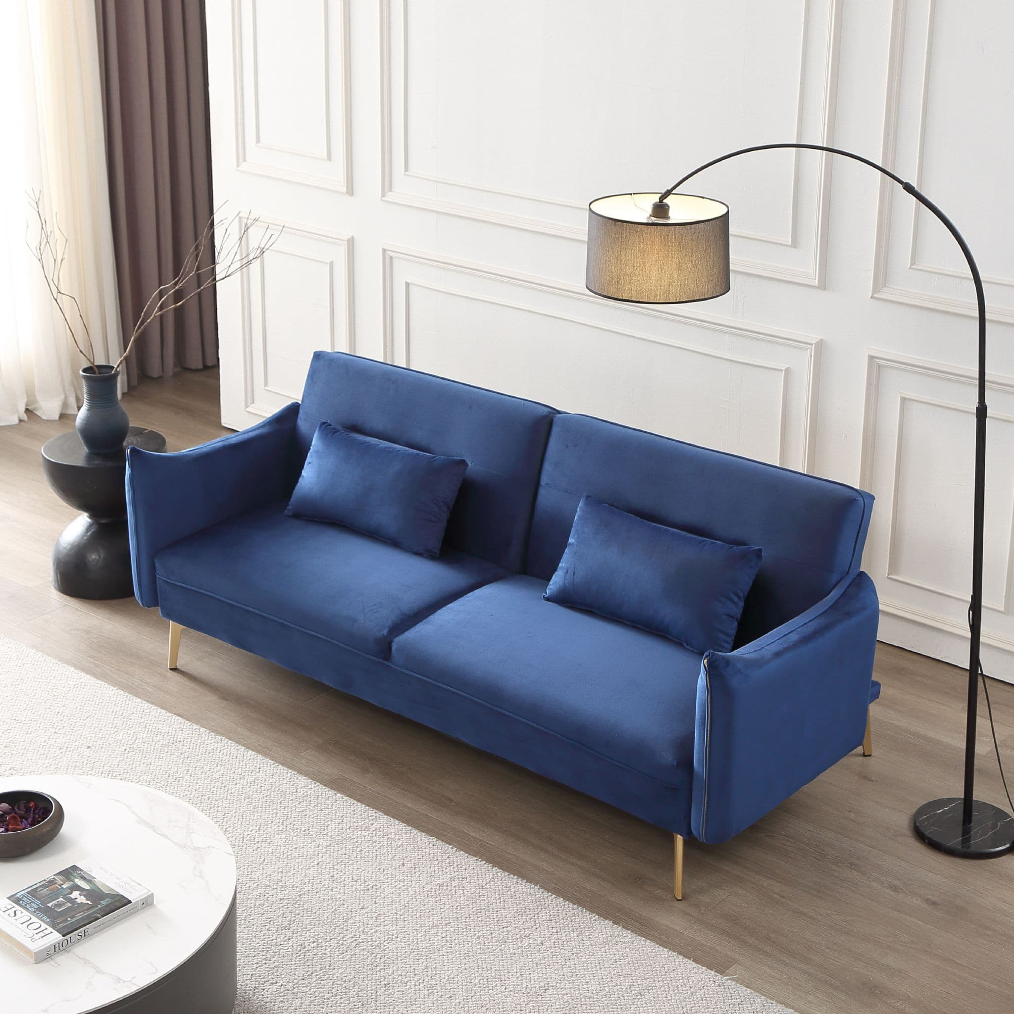 Decolux 3 Seater Blue Sofa Bed - Image 2
