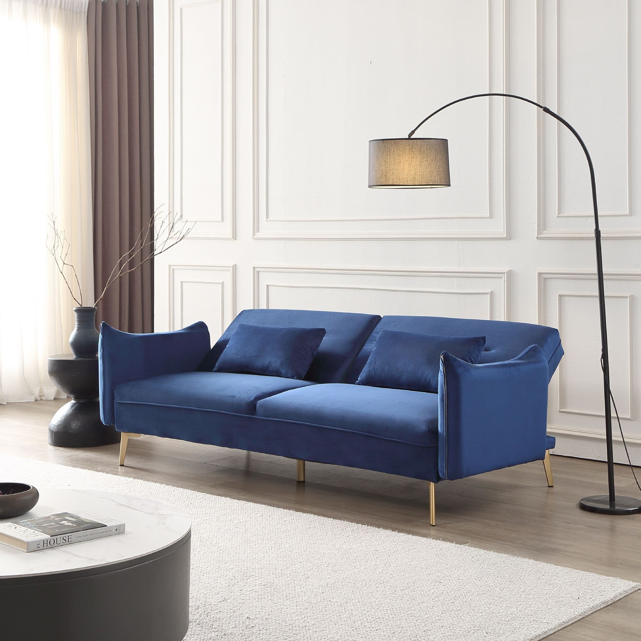 Decolux 3 Seater Blue Sofa Bed - Image 3