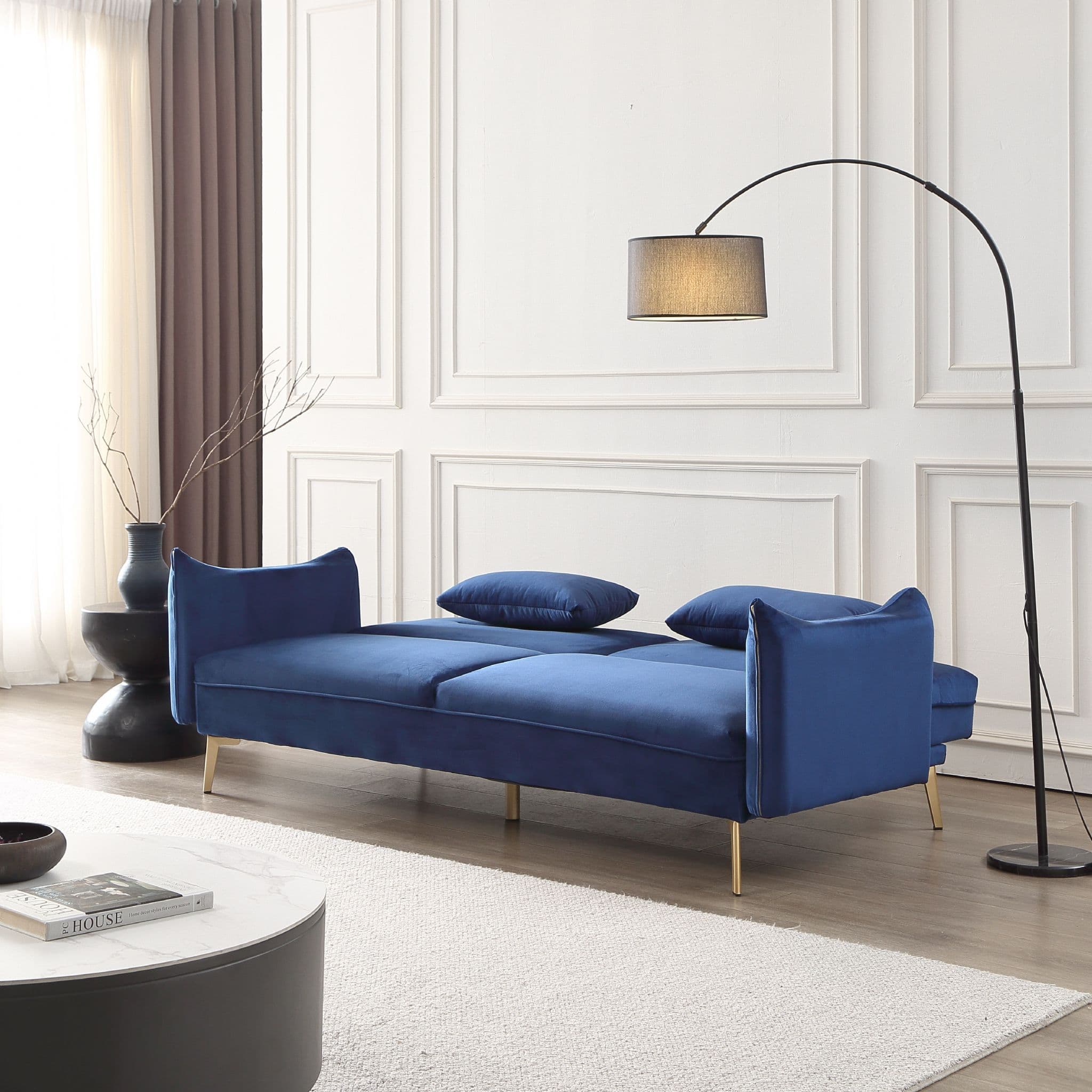 Decolux 3 Seater Blue Sofa Bed - Image 6