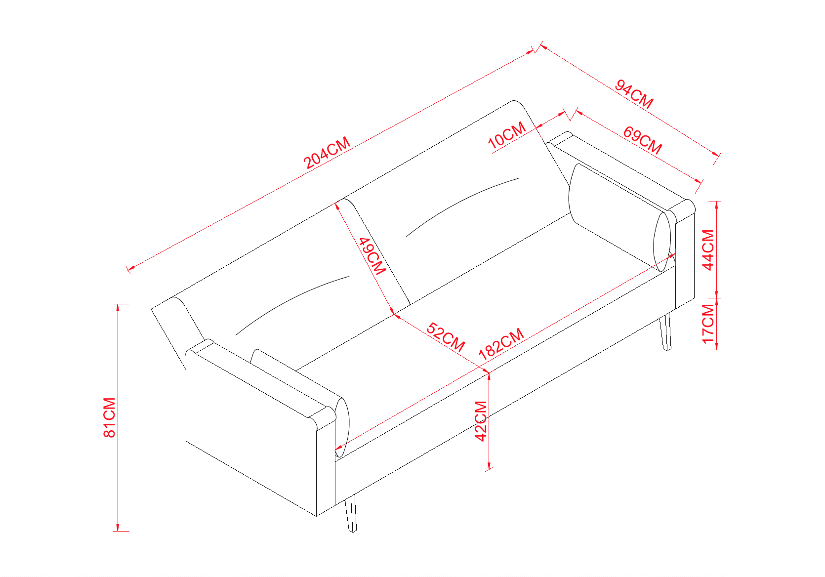 Decolux 3 Seater Blue Sofa Bed - Image 8